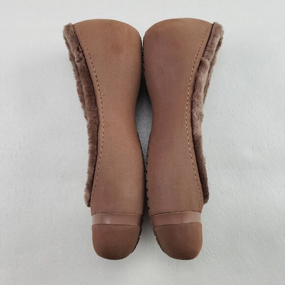 Crocs Nanook Faux Fur Flat Womens 8 Brown Slip On Comfort Shoe Lined Cap Toe - Picture 6 of 9